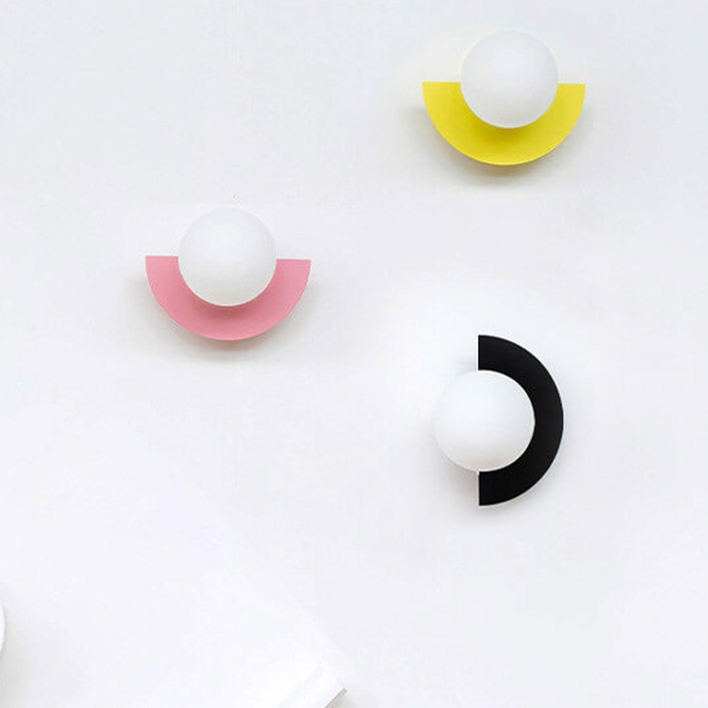 Modern Minimalist Wall Light | Semi-Circular Coloured Glass Sconce with Single Bulb