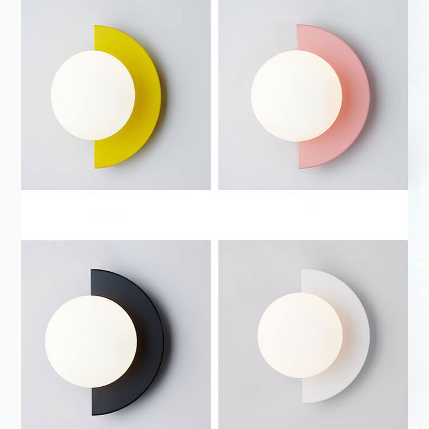 Modern Minimalist Wall Light | Semi-Circular Coloured Glass Sconce with Single Bulb
