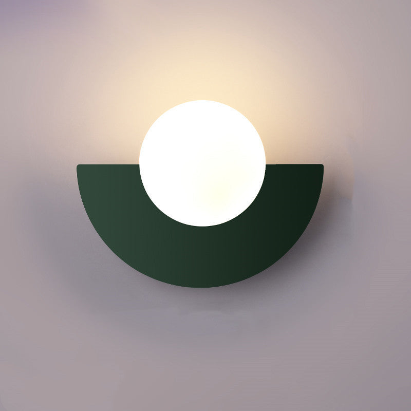 Modern Minimalist Wall Light | Semi-Circular Coloured Glass Sconce with Single Bulb